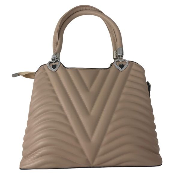 NEW Faux Leather 2-Piece Double Section Crossbody/Shoulder Bag Chevron Pattern - Picture 2 of 8